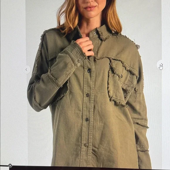 NWOT Olive Rock & Roll Utility Field Jacket Oversized Medium by elan - Picture 3 of 13